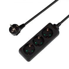 Prelungitor Electric, 3 Prize, Siguranță pentru Copii, 3680W, 250V, Culoare Negru, Cablu 1.5m