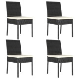 VidaXL Scaune de masă pentru grădină, 4 buc., negru, poliratan 317167
