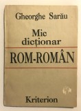 Mic Dictionar Rom Rrom Roman, 1992, rrom-roman, Rom-Roman, Gheorghe Sarau, limba gramatica alfabet lingvistica romani