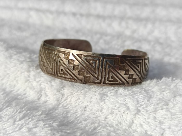 argint BRATARA MASIVA REGLABILA LATA etnic AZTECA TRIBALA veche UNICA splendida