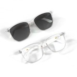 Cumpara ieftin Ochelari de soare smart iSEN GS03, Rama transparenta, Lentile polarizate UV400, Unisex, Microfon si difuzor incorporat, Muzica si apeluri Bluetooth, A