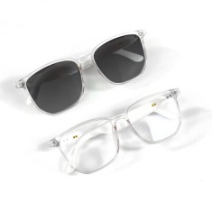 Ochelari de soare smart iSEN GS03, Rama transparenta, Lentile polarizate UV400, Unisex, Microfon si difuzor incorporat, Muzica si apeluri Bluetooth, A