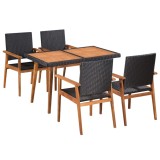 vidaXL Set mobilier de exterior, 5 piese, negru și maro, poliratan 44075