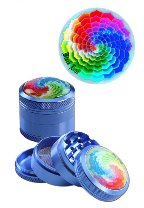 Grinder metalic Black Leaf Mandala, 4 parti, O50mm