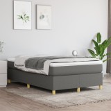 Cumpara ieftin Pat box spring cu saltea, gri &icirc;nchis, 120x200 cm, textil