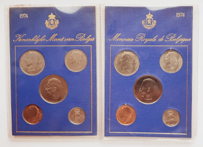 M01 Belgia set monetarie 10 monede 1974 25, 50 centimes 1, 5, 10 Francs foto