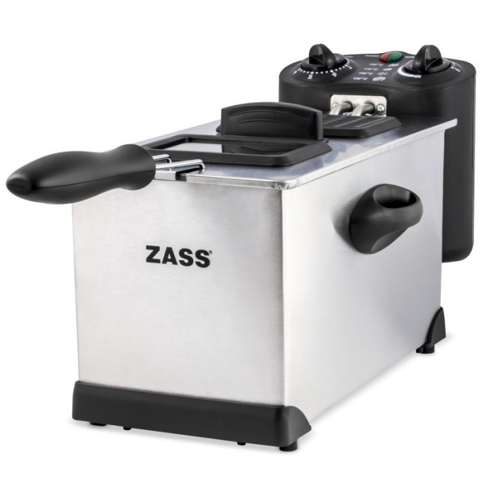 Friteuza Zass, 2000 W, 3 L, temporizator 30 min, termostat reglabil 130-190 grade