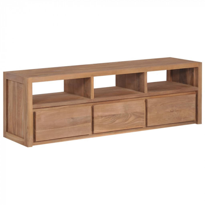 Comoda TV, 120 x 30 x 40 cm, lemn de tec cu finisaj natural GartenMobel Dekor