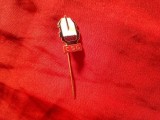 Insigna Industrie - metalurgie - CSG - Combinatul Siderurgic din Galati metal si email , h=1,8cm , pata pe emailul alb