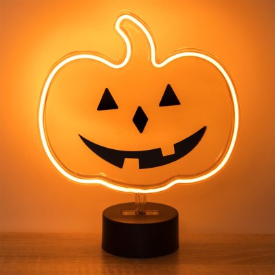 Lampă LED Halloween, Model Dovleac, Lumină Statică, Portocaliu, 22x8x26.5cm, 3V, 0.06W, Plastic foto