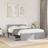 Cumpara ieftin Cadru de pat cu tăblie gri beton 120x190 cm lemn prelucrat