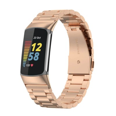 Curea metalica Edman 3Z pentru Fitbit Charge 5, Rose Gold foto