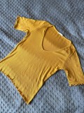 Stradivarius Basics Yellow Top | Short Sleeve | Size L, Galben