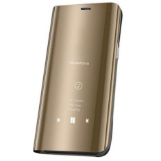 Husa Huawei P30 Lite, Flip / Book / Carte, Functie Stand, Clear View, Gold foto