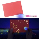 Tablita magica fosforescenta, rescriptibila, lumineaza roz, breloc UV - A4