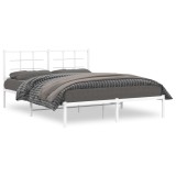 Cumpara ieftin Cadru de pat metalic cu tablie, alb, 160x200 cm
