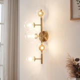 Aplica de perete Makkor din metal si sticla, aurie, 62x35x23,5 cm