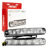 Lumini de zi DRL 507HP LED AMiO 12/24V, 5 x High Power SMD LED 1W pe lampa, 190 x 29 x 40 mm, consum 11,52W, rezistente la apa