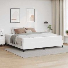 vidaXL Cadru de pat cu saltea Alb 200 x 200 cm Piele artificială
