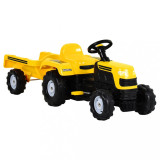 VidaXL Tractor pentru copii cu pedale şi remorcă, galben