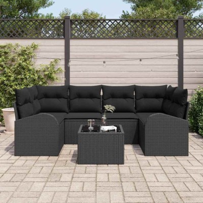 vidaXL Set de canapele pentru grădină 7 pcs Negru 55 x 55 x 37 cm 3345943 foto