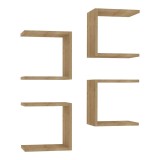 Cumpara ieftin Set 4 rafturi de perete Perari, Pako World, Stejar, 30x19x30 cm