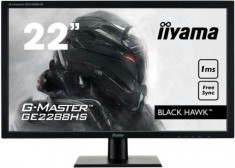 Monitor Gaming TN LED iiyama G-Master Black Hawk 22inch GE2288HS, Full HD (1920 x 1080), DVI, HDMI, 1 ms, Boxe, FreeSync (Negru) foto