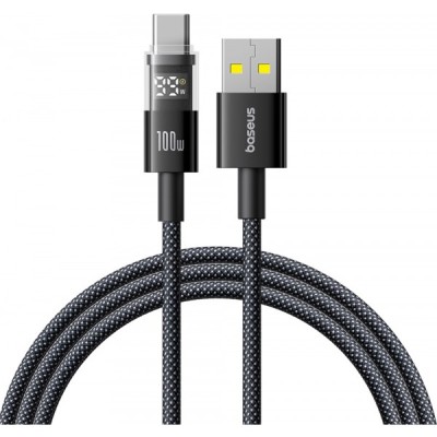 Cablu Date si Incarcare USB-A - USB-C Baseus Display 2, 100W, 2m, Negru P10382701111-00 foto