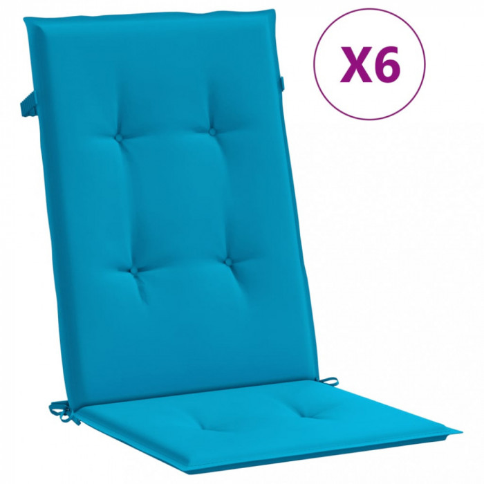 Perne scaun spatar &icirc;nalt, 6 buc., albastru, 120x50x3 cm, textil GartenMobel Dekor