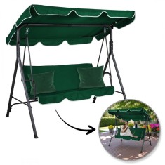 Balansoar gradina acoperit, 3 locuri, maxim 260 kg, perne verzi, JollyMag, HO01ZIE