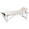 Masa Masaj Pliabila 3 Zone vidaXL, Cadru Aluminiu, Alb Crem, Reglabila, Tetiera, Suport Brate, Geanta Transport, 186x68 cm, 150 kg
