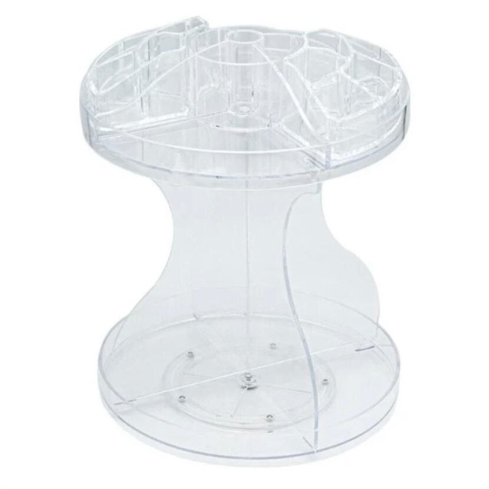 Cutie Depozitare Cosmetice Acrilic Rotativ 2 Nivele, 25x25 cm, Transparent