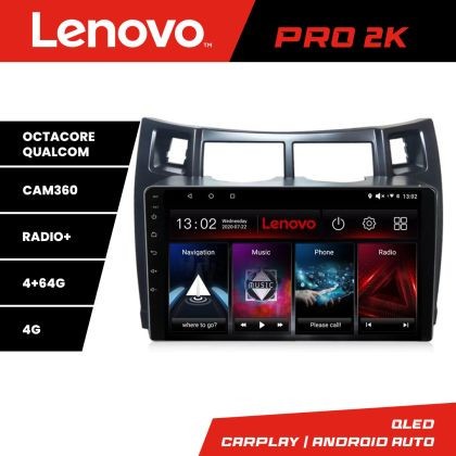 Navigatie Toyota Yaris 2008-2011 Lenovo Kit-YARIS08 8 core QLED 2K 4+64 360 Android Waze USB Navigatie Internet Youtube Radio Lenovo CarStore Technolo