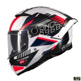 Casca integrala pentru scuter - motocicleta MT Thunder 4 SV Luminence A7 alb/rosu/albastru lucios (ochelari soare integrati) &ndash; tip viziera: MT-V-28B X