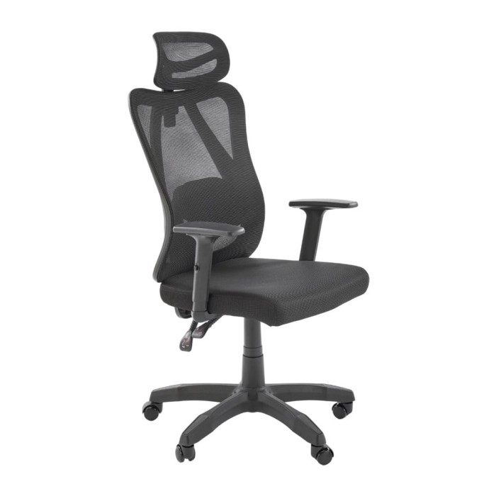 Scaun birou ergonomic HM Ramos, mesh, mecanism multiblock, baza polipropilena, suport lombar reglabil, cotiere ajustabile, 120 kg, negru