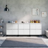 vidaXL Servante, 3 buc, alb, 60x35x70 cm, lemn prelucrat