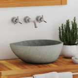 VidaXL Chiuvetă din piatră de r&acirc;u, (37-46)x(29-36) cm, oval