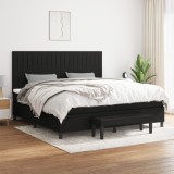 Cumpara ieftin Pat box spring cu saltea, negru, 200x200 cm, textil