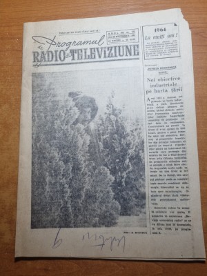 radio tv 26 decembrie 1963 cu programul din 29 decembrie 1963 - 4 ianuarie 1964 foto