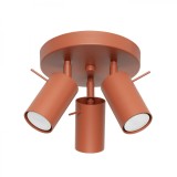 Lustră De Tavan Ring Ocru Roșu Oțel 3 Becuri Tub Modern De Interior