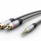 Cablu audio Jack 3.5 mm stereo tata - 2x RCA tata 3m dublu ecranat Goobay Plus