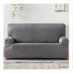 Husa cu elastic pentru canapea, lungime 170 - 215 cm, model carouri 3D, Gri