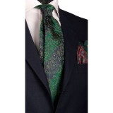 Cumpara ieftin Cravata Matase Naturala Italiana Verde Bleumarin 150cm x 8cm, Cutie Cadou