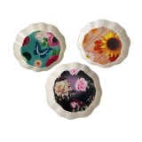 Set 3 farfurii servire, model floral, 21cm
