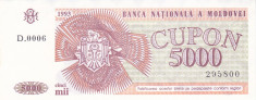 Bancnota Moldova 5.000 Cupon 1993 - P4 UNC foto