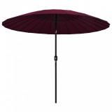Umbrelă soare de exterior, st&acirc;lp aluminiu, roșu bordo, 270 cm