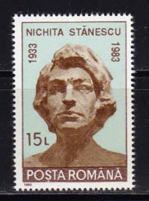 RO 1993 LP 1311 &amp;quot;60 de ani nasterea Nichita Stanescu&amp;quot;, serie ,MNH foto