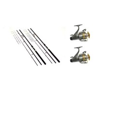 Set 2 lansete Accesorii pescuit > Nada si momeli prokarpfishing putere aruncare 120-180g din 3 segmente si 2 mulinete kt6000 cu 10 rulmnti