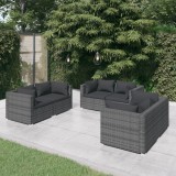 Cumpara ieftin Gossi set mobilier de gradina cu perne, 6 piese, gri, poliratan