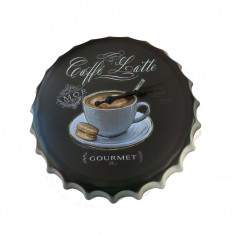 Ceas de perete in forma de capac de bere, Coffe latte, Metal, 40 cm, 540925X